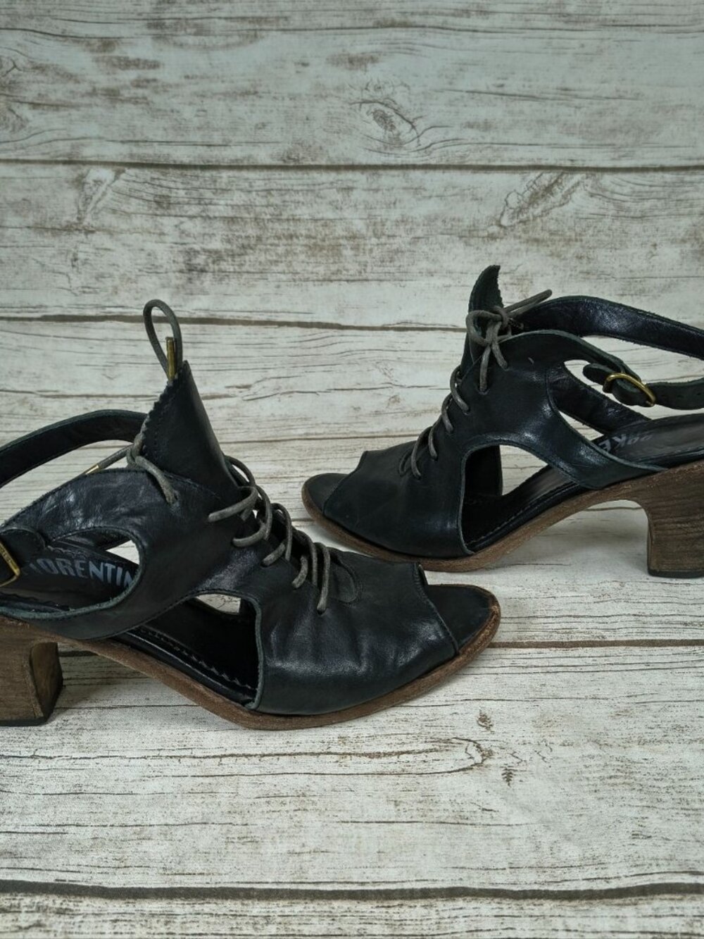 Fiorentino + Baker Black Leather Strappy Heeled Sandals Size 39 - Picture 8 of 10